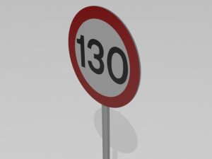 130 speed limit sign 3D Model