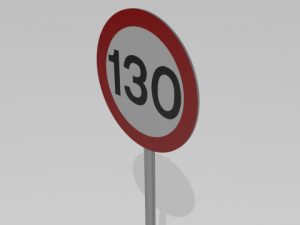 130 speed limit sign Model 3D