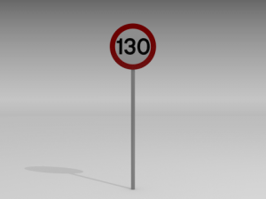 130 speed limit sign 3D 모델