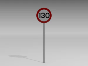 130 speed limit sign 3D Model