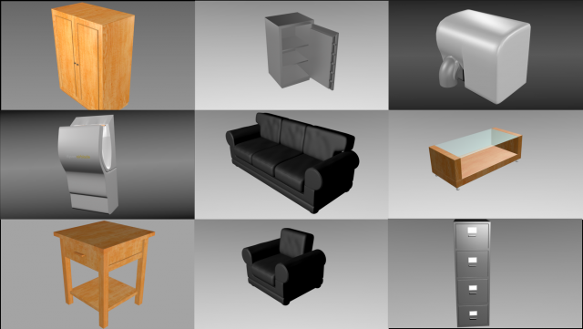 9 interior objects pack 3D Model .c4d .max .obj .3ds .fbx .stl .blend 