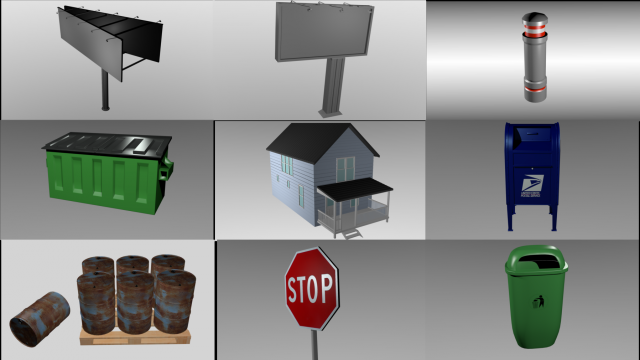 10 product outdoor scene set 3D 模型 .c4d .max .obj .3ds .fbx .stl .blend 