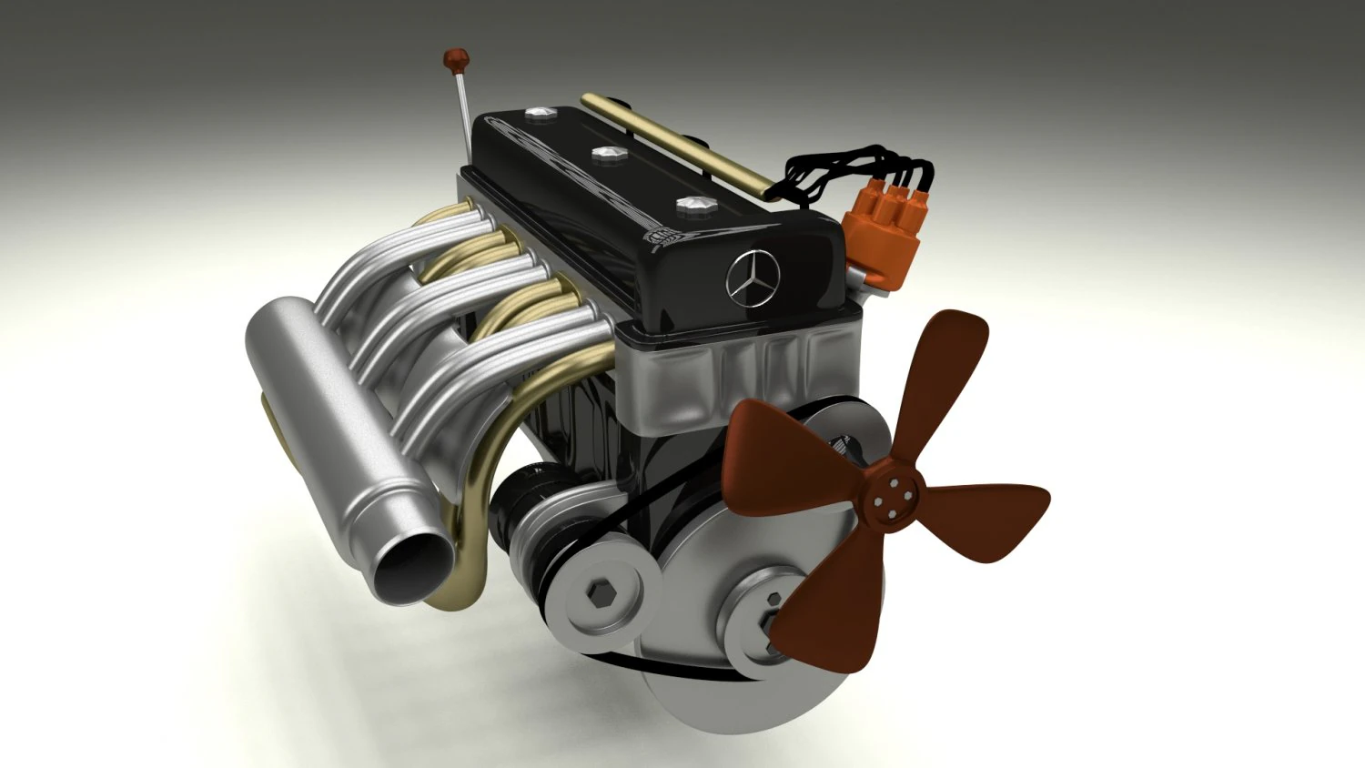 mercedes 300sl engine 3D Model .c4d .max .obj .3ds .fbx .stl .blend