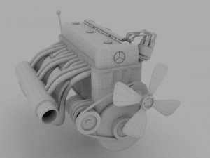 mercedes 300sl engine 3D मॉडल