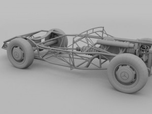 full mercedes 300sl chassis 3D मॉडल