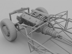 full mercedes 300sl chassis 3D मॉडल
