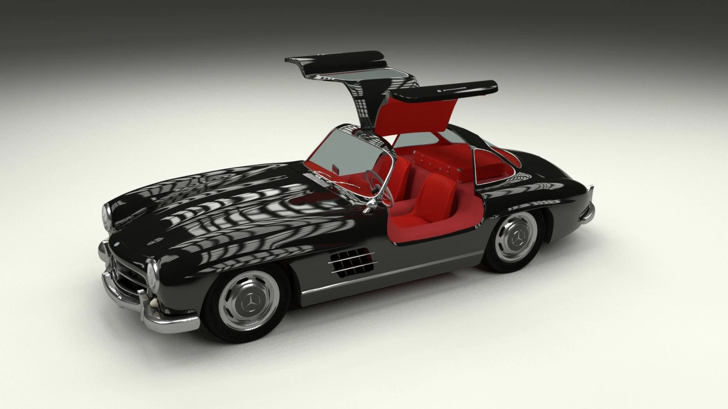 rigged mercedes 300sl gullwing with interior 3D Model .c4d .max .obj .3ds .fbx .stl .blend 