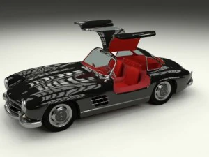 mercedes 300sl gullwing equipado com interior Modelo 3D