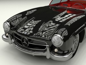 rigged mercedes 300sl gullwing with interior 3D 模型