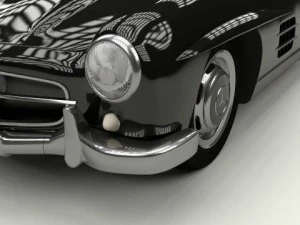 rigged mercedes 300sl gullwing with interior 3D Model