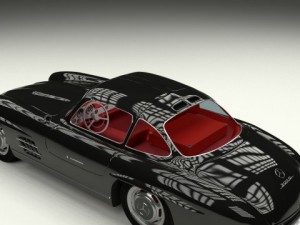 rigged mercedes 300sl gullwing with interior 3D 模型