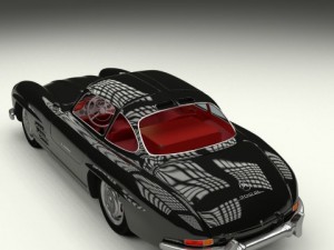 rigged mercedes 300sl gullwing with interior 3D 模型