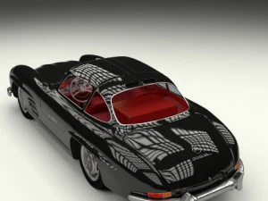 rigged mercedes 300sl gullwing with interior 3D Model