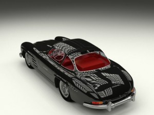 rigged mercedes 300sl gullwing with interior 3D 模型