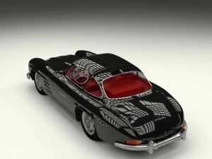 rigged mercedes 300sl gullwing with interior 3D Model