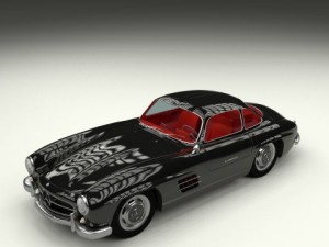 rigged mercedes 300sl gullwing with interior 3D 模型