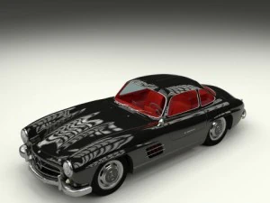 rigged mercedes 300sl gullwing with interior 3D Model