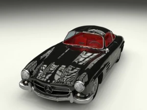 rigged mercedes 300sl gullwing with interior 3D Model
