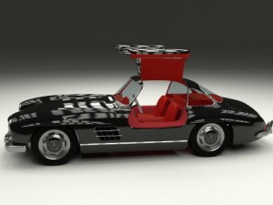 rigged mercedes 300sl gullwing with interior 3D 模型