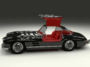 rigged mercedes 300sl gullwing with interior 3D Model