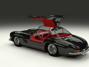 rigged mercedes 300sl gullwing with interior 3D 模型