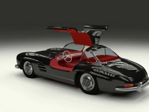 rigged mercedes 300sl gullwing with interior 3D Model