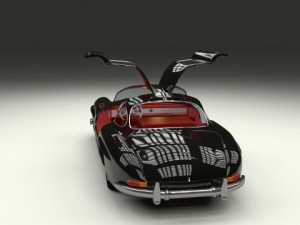 rigged mercedes 300sl gullwing with interior 3D 模型