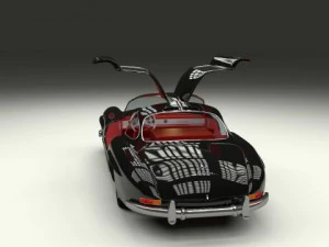 rigged mercedes 300sl gullwing with interior 3D Model