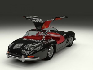 rigged mercedes 300sl gullwing with interior 3D 模型