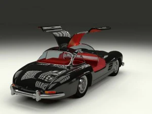 rigged mercedes 300sl gullwing with interior 3D Model