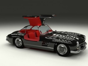 rigged mercedes 300sl gullwing with interior 3D 模型
