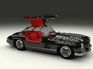 rigged mercedes 300sl gullwing with interior 3D Model