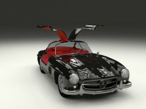 rigged mercedes 300sl gullwing with interior 3D 模型