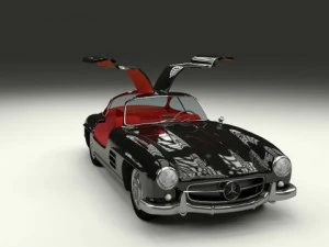 rigged mercedes 300sl gullwing with interior 3D Model