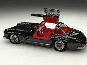 rigged mercedes 300sl gullwing with interior 3D 模型