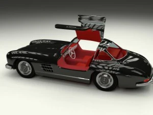 rigged mercedes 300sl gullwing with interior 3D Model