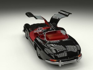 rigged mercedes 300sl gullwing with interior 3D 模型
