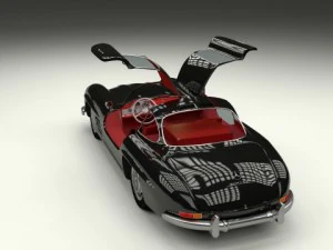 rigged mercedes 300sl gullwing with interior 3D Model