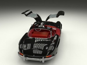 rigged mercedes 300sl gullwing with interior 3D 模型