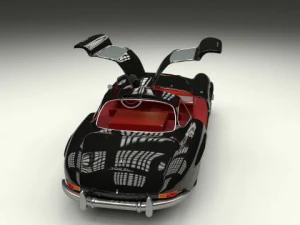 rigged mercedes 300sl gullwing with interior 3D Model
