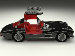 rigged mercedes 300sl gullwing with interior 3D 模型