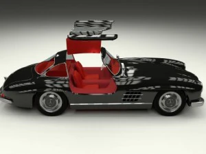 rigged mercedes 300sl gullwing with interior 3D Model