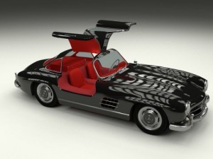 rigged mercedes 300sl gullwing with interior 3D 模型