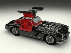 rigged mercedes 300sl gullwing with interior 3D Model