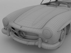 rigged mercedes 300sl gullwing with interior 3D 模型
