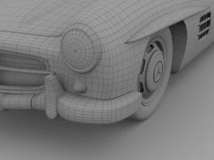 rigged mercedes 300sl gullwing with interior 3D Model
