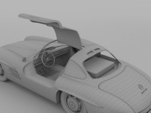 rigged mercedes 300sl gullwing with interior 3D 模型