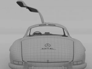 rigged mercedes 300sl gullwing with interior 3D Model
