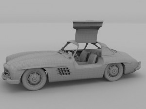rigged mercedes 300sl gullwing with interior 3D 模型