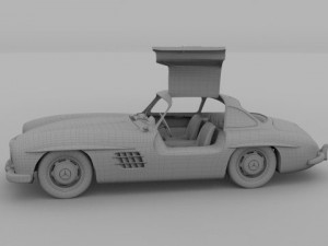 rigged mercedes 300sl gullwing with interior 3D 模型